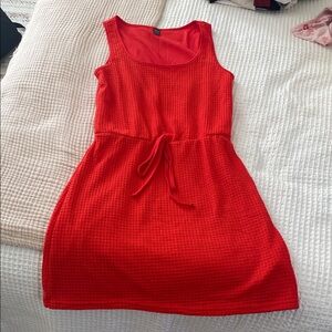 SHEIN Vibrant Red Textured Mini Dress